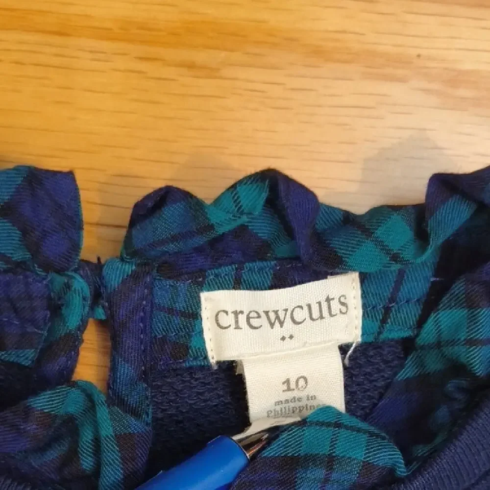 Crewcuts, Navy & Plaid Sweatshirt Dress, Size 10 EUC